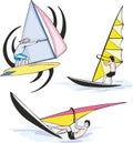 Set of sailing sportsmen