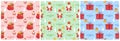 Set of Saint Nicholas Day or Sinterklaas Seamless Pattern with Gift Box and Winter Background Hand Drawn Cartoon Illustration Royalty Free Stock Photo