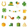 Set of Saint Patrick\'s Day symbols and icons. Irish holiday Royalty Free Stock Photo