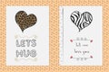 Set of Saint Valentines day hand drawn greeting cards with heart Royalty Free Stock Photo