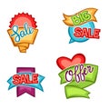 Set of sale banners, tags and labels in cartoon style Royalty Free Stock Photo