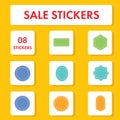 Set Of Sale Label Or Sticker, Tag Element On White And Chrome Yellow