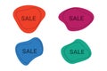 Set of `sale` labels in orange, green, blue and pink colors. Royalty Free Stock Photo