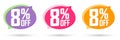 Set Sale 8% off banners, discount tags design template, promo app icons, vector illustration Royalty Free Stock Photo