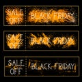 Set Of Sale Off Black Friday Posters Background Grunge Paint Splatter Holiday Discount Horizontal Banners Collection Royalty Free Stock Photo