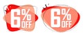 Set Sale 6% off bubble banners, discount tags design template, vector illustration Royalty Free Stock Photo
