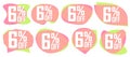 Set Sale 6% off bubble banners, discount tags design template, vector illustration Royalty Free Stock Photo