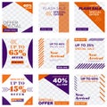 Set sale offer social media template violet orange