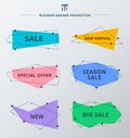 Set of sale promotion and discount offer ribbons or banner tags. Royalty Free Stock Photo