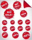 Set of sale red stickers Royalty Free Stock Photo