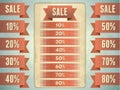 Set of sale ribbons with percents