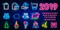 Set of sale signs neon frame light electric banners glowing on black brickwall background.Black friday Cyber monday 70 sale billbo