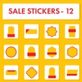 Set Of Sale Stickers Or Label, Badge Element On White And Chrome Yellow