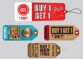 Set Of Sale Tag or Sale Labels or buy one get one Royalty Free Stock Photo