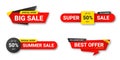 Set of sale tags. Sale, discount and special offer, colorful banners. Collection of discount label, offer tag