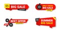 Set of sale tags. Sale, discount and special offer, colorful banners. Collection of discount label, offer tag
