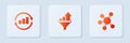Set Sales funnel with chart, Graph infographic and Project team base. White square button. Vector