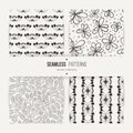 Set of samless doodle floral and art deco patterns.