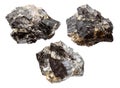 set of samples of wolframite stones isolated Royalty Free Stock Photo