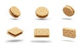 Set of sandwich cookies. Round and rectangular cookies with filling