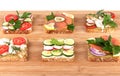 Set of sandwiches on a cutting board. Healthy food sandwich whole grain bread Royalty Free Stock Photo