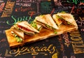 Set of sandwiches in a restaurant on the table, lunch ready. Royalty Free Stock Photo