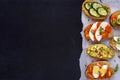 Set of sandwiches served on rise paper Royalty Free Stock Photo