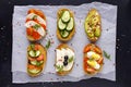 Set of sandwiches served on rise paper Royalty Free Stock Photo