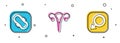 Set Sanitary napkin, Female reproductive system and Male gender icon. Vector