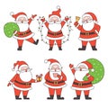 Set of Santa Claus characters. Santa Claus in different poses. Elements for Christmas cards and banners Royalty Free Stock Photo