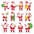 Set of Santa Claus characters. Santa Claus in different poses. Elements for Christmas cards and banners Royalty Free Stock Photo