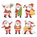 Set of Santa Claus characters. Santa Claus in different poses. Elements for Christmas cards and banners Royalty Free Stock Photo