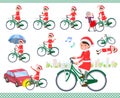 Flat type Santa Claus Costume mom_city cycle Royalty Free Stock Photo