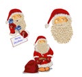 Set of Santa Claus. Decorative element with holly tree. Royalty Free Stock Photo