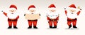 Set of Santa Claus. Happy Santa with lights, bell, waiting list, waving.