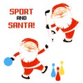 Set of Santa Claus playing sports games Royalty Free Stock Photo