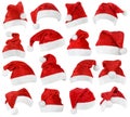 Set of Santa Claus red hats