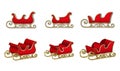 Set of santa claus sleighs. Isolated red sleds for Christmas decorations Royalty Free Stock Photo