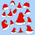 Set of Santa Hat icon Drawing illustration Hand drawn doodle Sketch line vector eps10 Royalty Free Stock Photo