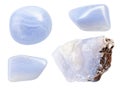 Set of Sapphirine Blue Lace Agate gemstones Royalty Free Stock Photo