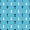 Set Satellite dish and Rocket ship on seamless pattern. Vector Royalty Free Stock Photo