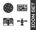 Set Satellite, Planet Venus, Celestial map of the night sky and Futuristic hud interface icon. Vector Royalty Free Stock Photo