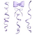 Set of satin ribbons and bows.