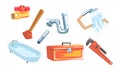 Set of satinics and tools. Vector illustration.