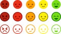 Set of satisfaction scales for voting with colorful smileys Royalty Free Stock Photo