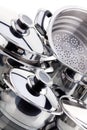 A set of saucepans, stainless steel Royalty Free Stock Photo