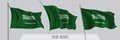 Set of Saudi Arabia waving flag on isolated background vector illustration Royalty Free Stock Photo