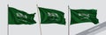 Set of Saudi Arabia waving flag on isolated background vector illustration Royalty Free Stock Photo