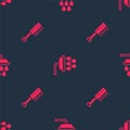 Set Sauna brush and Shower on seamless pattern. Vector Royalty Free Stock Photo