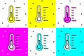 Set Sauna thermometer icon isolated on color background. Sauna and bath equipment. Vector
